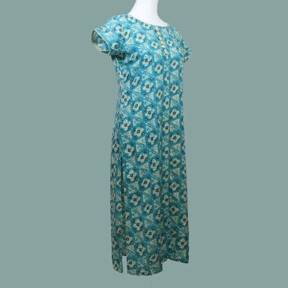 Blue and Cream Printed Kurta Design | Muvvas Boutique - Picture 4 of 10
